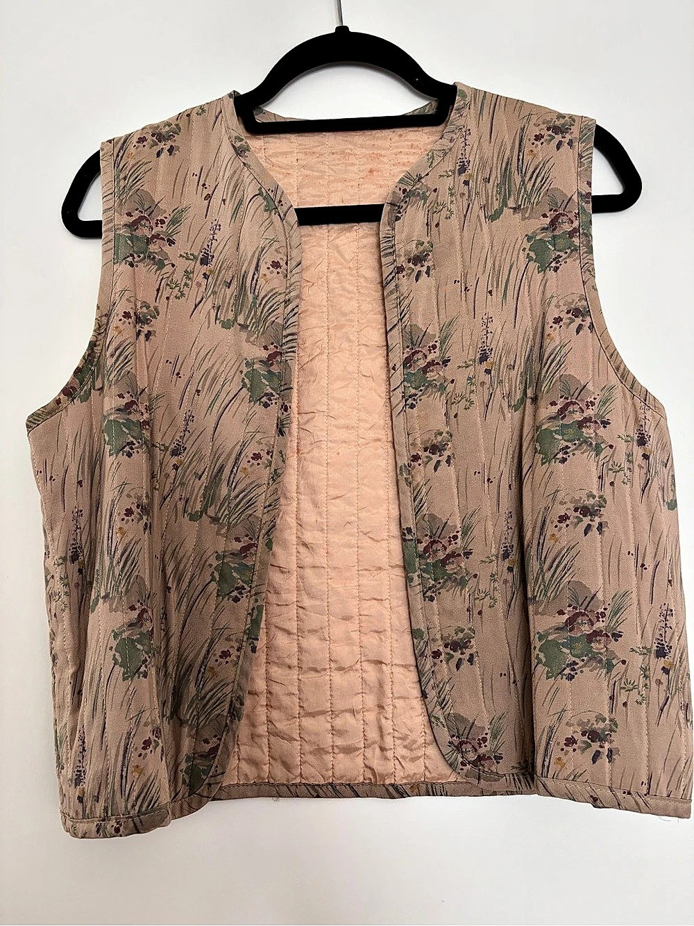 Floral Quilted Vest in Brown & Green